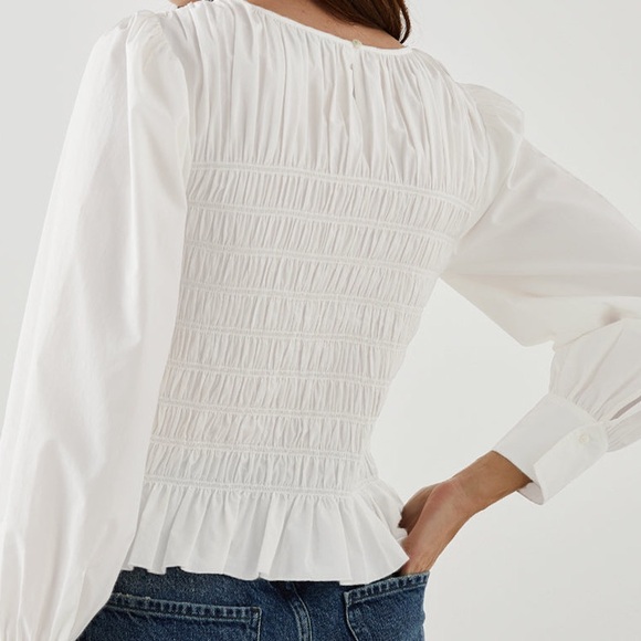 Rails Tabi Smocked Long Sleeve Top-Size Medium-White - Picture 5 of 15